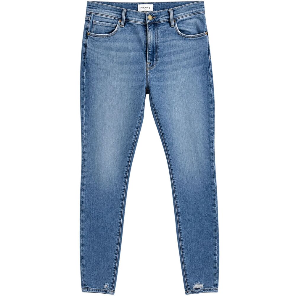FRAME Le High Skinny Jeans Women 30 in Hidalgo Color Distressed Hem Ankle Crop